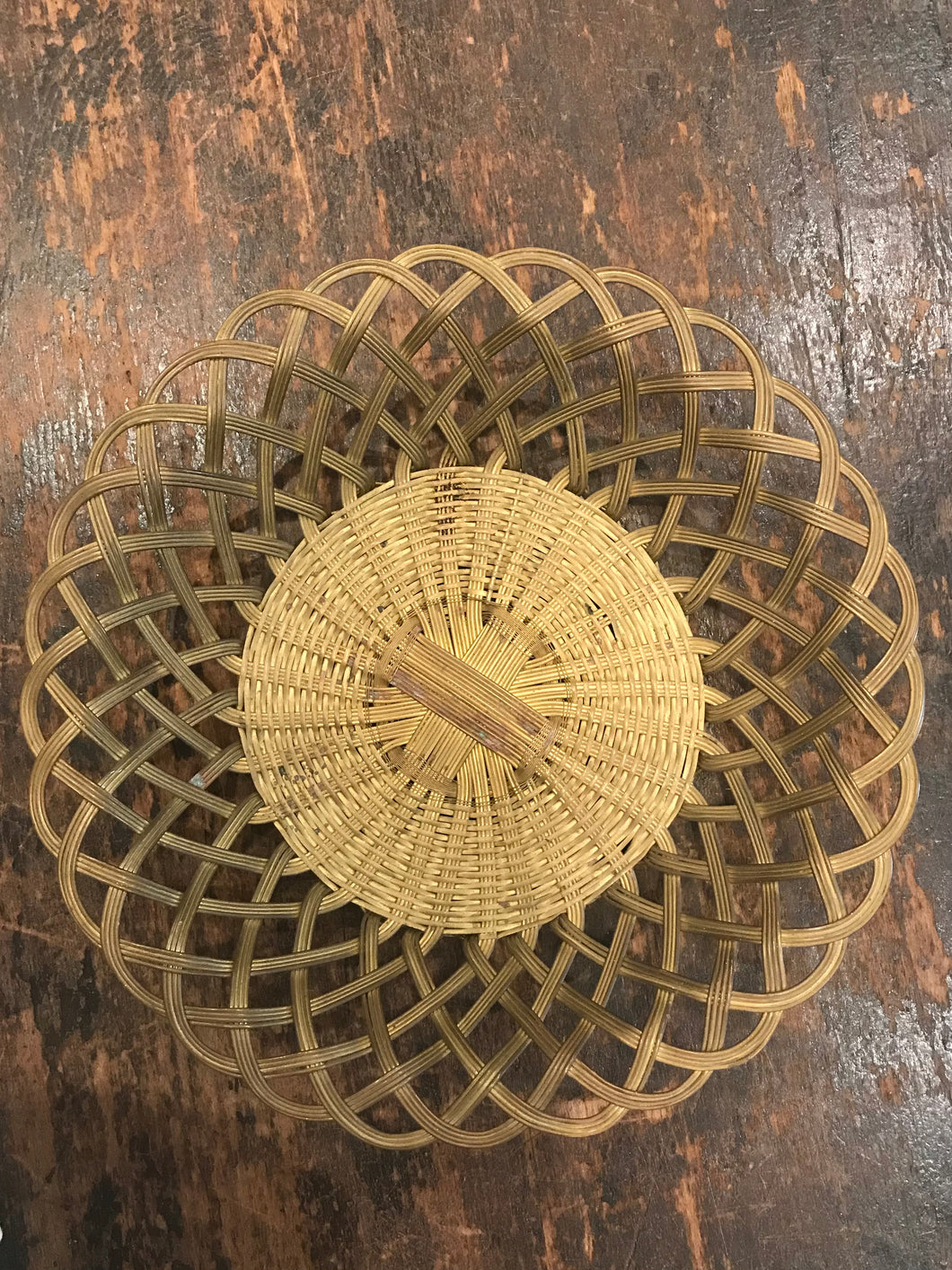 Round Vintage Brass Basket
