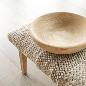 Load image into Gallery viewer, Handwoven Textured Taupe Ottoman Bench
